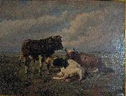 unknow artist Two cows and a bull painting
